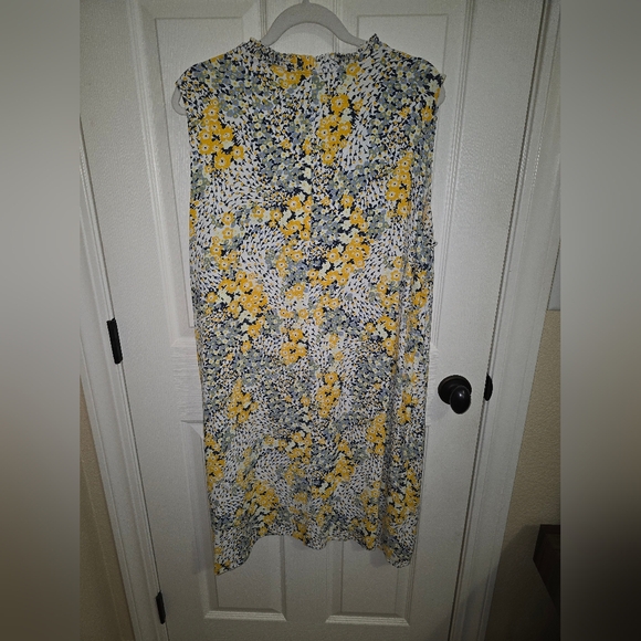 LOFT Yellow and Blue Sleeveless Sundress Casual Midi - Picture 2 of 3